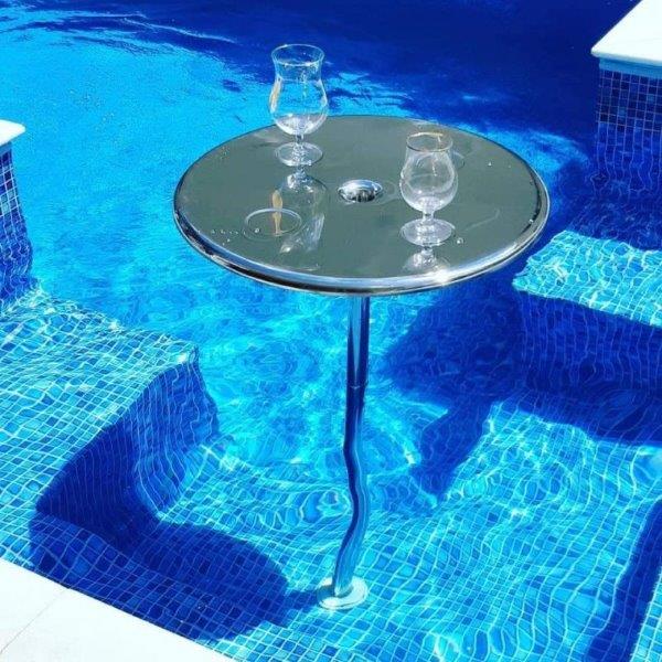 Mesa para piscina inox com guarda sol